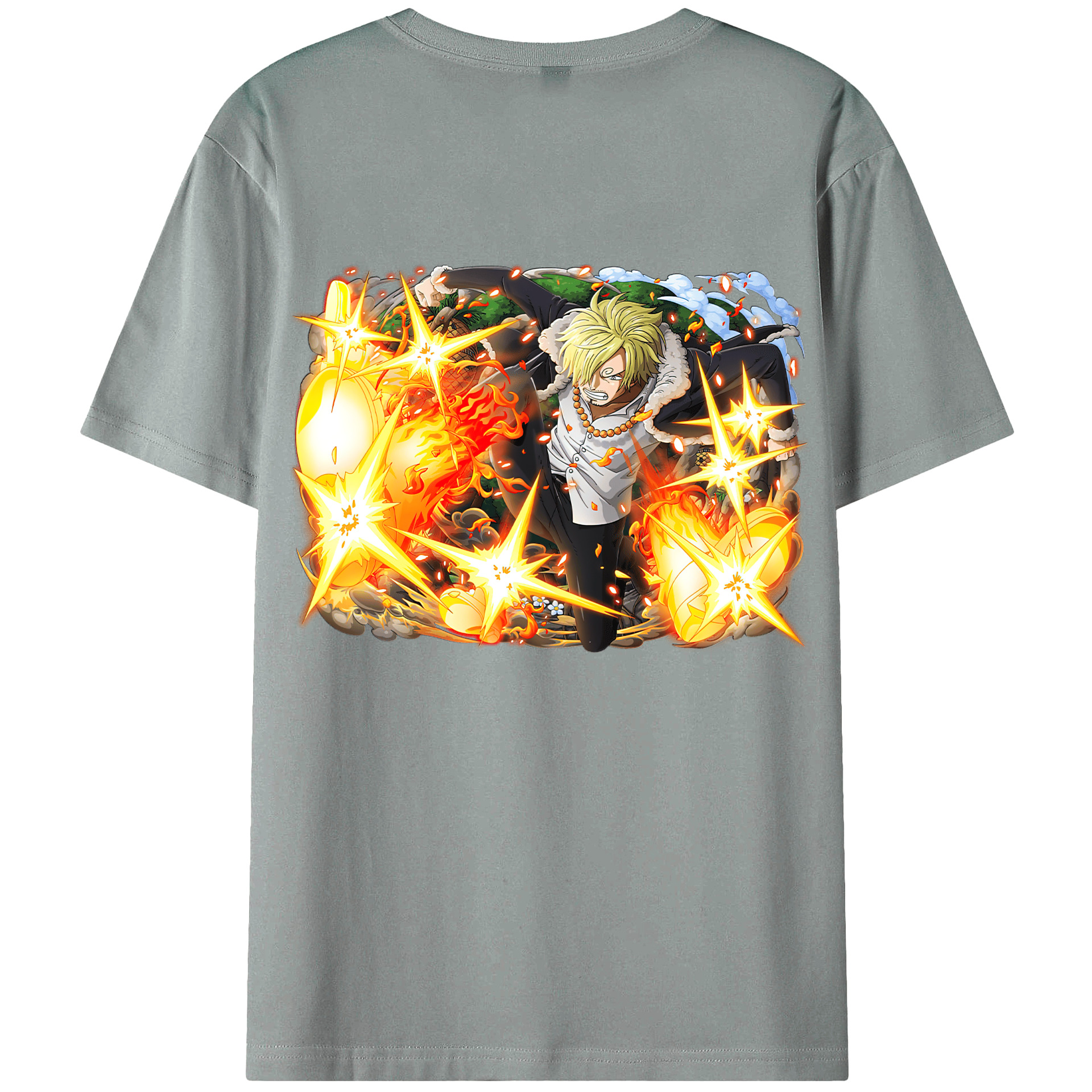 （画像用） ワンピース サンジ ONE PIECE Sanji 綿100％ メンズ半袖Tシャツ（バックプリント） 通気性